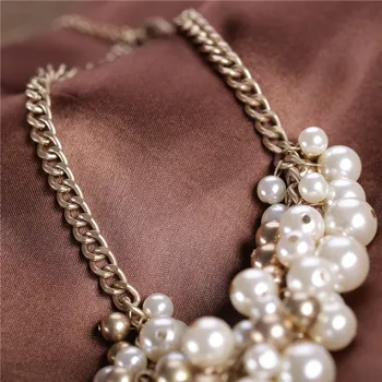 Punk Dievča Čerstvé dámske oblečenie príslušenstvo vintage retro simulované perly, zlato krátke choker lete reťazca náhrdelník moje objednávky