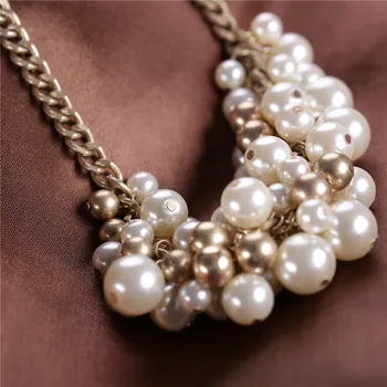 Punk Dievča Čerstvé dámske oblečenie príslušenstvo vintage retro simulované perly, zlato krátke choker lete reťazca náhrdelník moje objednávky