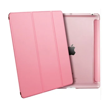 Puzdro pre iPad 2 3 4, Hurá Farba PU Transparentné Späť Ultra Tenký, Ľahký Trifold Smart stand Cover obal pre iPad 2/3/4