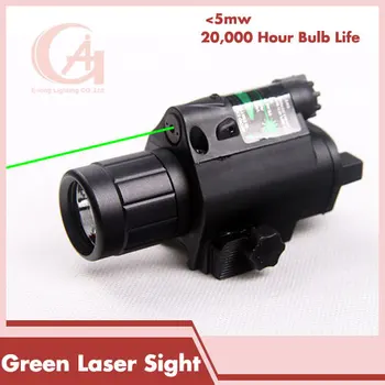 Puška Taktické LED Baterky Zelená Bodka Laserový Zameriavač Combo 200LM 650nm Pre Pištoľ, Pištole Glock Airsoft HT8-0001G