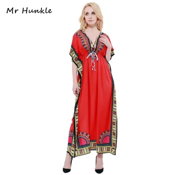 Pán Hunkle 2017 Nový Módny Dizajn Tradičné Africké Oblečenie Tlač Dashiki Pekný Krk, Vyšívané Afriky Šaty pre Ženy