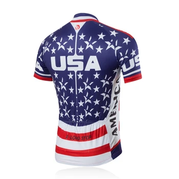 Pánske Cyklistické Dresy Top Modrá MTB Cyklistické Oblečenie USA Štýl Pro Požičovňa Košele Bunda Krátky Rukáv Ropa Ciclismo Cyklistiku