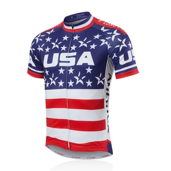 Pánske Cyklistické Dresy Top Modrá MTB Cyklistické Oblečenie USA Štýl Pro Požičovňa Košele Bunda Krátky Rukáv Ropa Ciclismo Cyklistiku