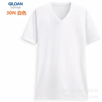 Pánske v-neck bavlna krátky rukáv T-shirt Vykresliť bez podšívky horný odev voľný čas t tričko
