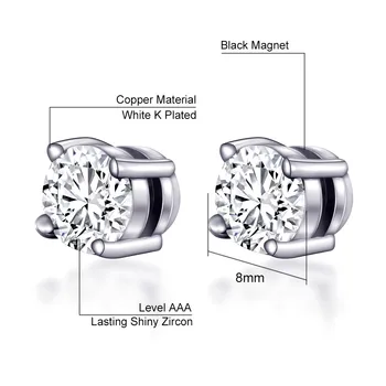 Pánske Šperky Energetickej Bilancie Lekárske Náušnice Čierno Biely Zirkón Crystal Magnetické Šperky Pre Ženy, Mužov Magnetom Ucho Stud