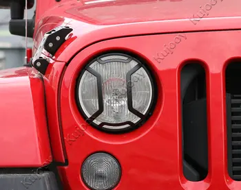 Pár Black Hliníkovej Zliatiny Auto Predné Hlavu Hmlové Svetlo Lampy Výbava Kryt Rámu Pre Jeep Wrangler 2007-2017