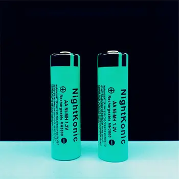 Pôvodná 4 X AA batérie 1.2 V NI-MH AA Nabíjateľné Batérie zelená Nightkonic