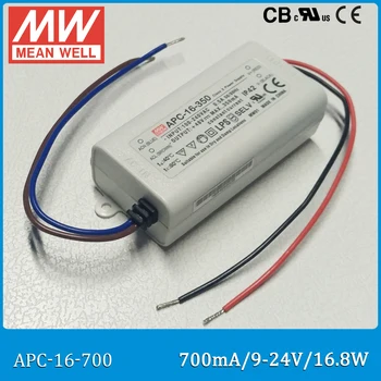Pôvodné Meanwell LED driver APC-16-700 16.8 W 9~24V 700mA LED Napájanie konštantný prúd mysli dobre APC-16 IP42
