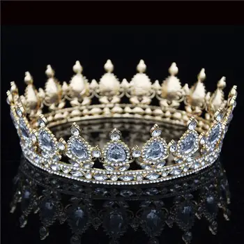 Pôvodné Nevesta Tiara Koruny Pre Ženy Headdress vlasy, Šperky, Svadobné Svadobné Kráľovná Kráľ Tiaras Korún Vlasy Príslušenstvo