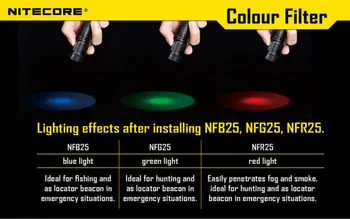 Pôvodné NITECORE Filter NFR25 NFG25 NFB25 NFD25 pre baterku s hlavou 25,4 očakávané mm pre Nitecore EA1 EA2 ES1 EC2 MH1A MH2A MH1C