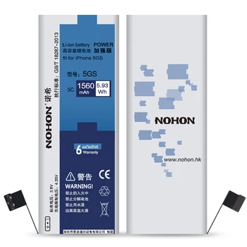 Pôvodné NOHON 1560mAh Vysokou Kapacitou Novú Batériu Pre iPhone 5S 5C Vstavané Náhradné Batérie s Inštaláciou Nástroje