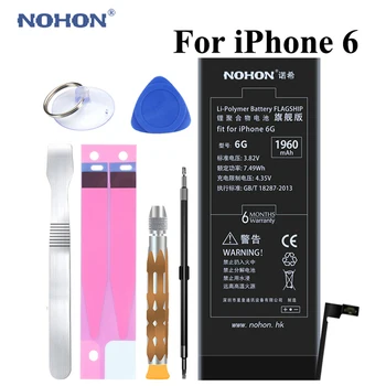 Pôvodné NOHON Batéria Pre Apple iPhone 6 6 G 1960mAh Vysoké Reálne možnosti 3.82 V Zabudovaný Telefón Li-polymer Batérie +Balík+Nástroje