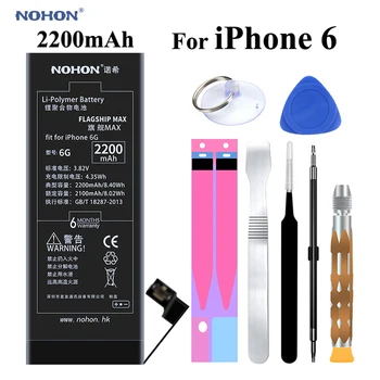 Pôvodné NOHON Batéria pre Apple iPhone 6 6 G iPhone6 2200mAh Náhradné vysokokapacitný Telefón Bateria Bezplatné Nástroje Súpravy nálepkou