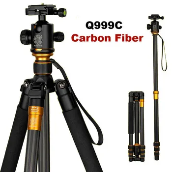 Pôvodné QZSD Q999C Profesionálne Uhlíkových Vlákien Statív Monopod Loptu Hlavou Pre DSLR Fotoaparát / Prenosný Stojan Kamery /Lepšie ako Q999