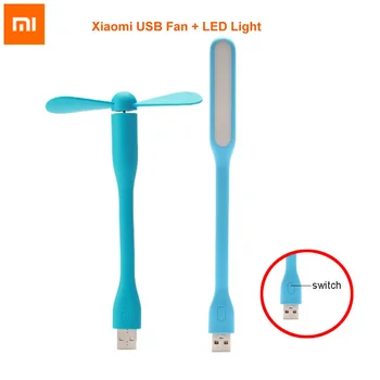 Pôvodný Xiao mijia USB Ventilátor + USB LED Svetlo, Mini úspory Energie Pomerne Flexibilné Nastaviteľné USB Chladiaci Ventilátor Chladiča pre Power Bank