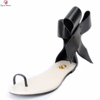 Pôvodný Zámer Novinka Ženy Sandále Populárne Otvorené Prst Elegantný Byt S Módne Čierne Topánky Žena, Plus NÁM Veľkosť 4-15