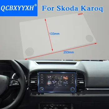 QCBXYYXH Auto Styling 9 Palcové GPS Navigácie Sklo Ochranný Film Pre Škoda Karoq Ovládanie LCD Displej Auto Nálepky