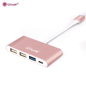 QGeeM USB Typ C-c 3.1 až USB 3.0 Kábel 4 v 1, USB, C HUB Podpora USB OTG-C 4 v 1 3 Porty Rozbočovač pre Macbook pre Google Pixel