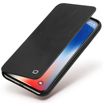 QIALINO Originálny Kožený Kryt Telefónu, pre iPhone X Luxusné Ultra Tenké Čistý Ručné UNBreak Flip puzdro pre iPhone X 5,8