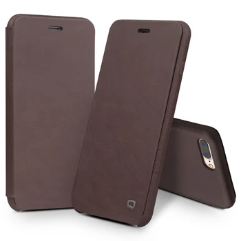 QIALINO puzdro pre iPhone 7 4.7 Luxusné pravej Kože Flip Folio Otvorenie Krytu pre iphone 7 so Skrytým Magnetickým Modul