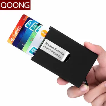 QOONG Cestovné Karty Peňaženky Automaticky Pop Až ID Kreditnej Karty Držiteľ Muži Ženy vizitku Prípade Nehrdzavejúcej Ocele Kovovú Sponu 1-005