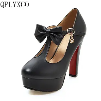 QPLYXCO módne sladké topánky žena, veľká veľkosť 31-47 vysoké podpätky sexy dámske topánky na jar jeseň čerpadlá strany úradu svadobné topánky T-1