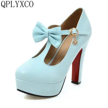 QPLYXCO módne sladké topánky žena, veľká veľkosť 31-47 vysoké podpätky sexy dámske topánky na jar jeseň čerpadlá strany úradu svadobné topánky T-1