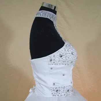 QQ Milenca Elegantné Korálkové plesové Šaty, Svadobné Šaty, Sexy plavky s uväzovaním za Vestido De Noiva S Reálne Obrázky