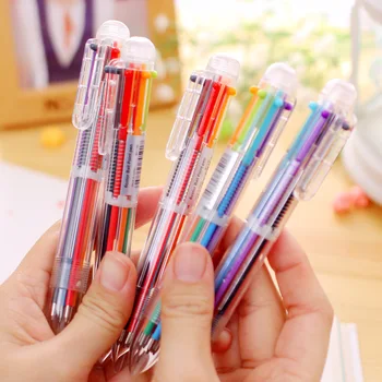 QSHOIC 50PCS/set Krásne Multi-farebné Guľôčkové Pero Písacie potreby Multifunkčné Stlačte Farby alebo 6 V 1 Multi Farby guličkové Pero