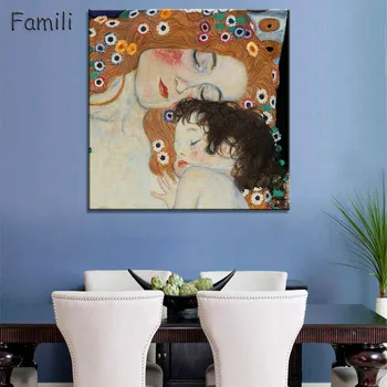 Quadros Gustav Klimt Mama A Dieťa Vytlačené abstraktné umenie, olejomaľba Na Plátno na Stenu Umenie Vytlačí Obrázok pre Obývacia Izba Domova