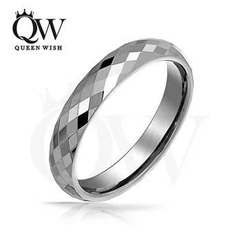 Queenwish 3 mm viac Tvárí Vysoká poľský Karbid Volfrámu Zapojenie Snubné Prstene Kapela Pohodlie, ktoré Zapadajú Zásnubný Prsteň