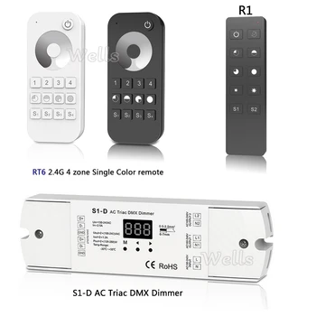 R1 RT6 Diaľkové kompatibilný s S1-D AC100-240V 288W 2 Kanál Triac DMX Stmievač, Dual channel výstup Kremíka DMX 512 regulátor