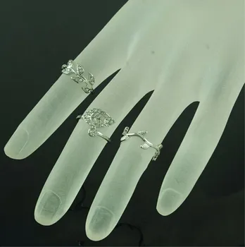 R247 3ks/set zlato, striebro drahokamu crystal ženy krúžky femme stohovanie kúzlo leaf midi koleno prsteň pre ženy anillos