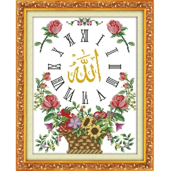 Radosť nedeľu Moslimských štýl Islamskej nástenné hodiny (2) výšivky počíta zadarmo cross stitch vzory abecedy maľovanie na ručné vyšívanie