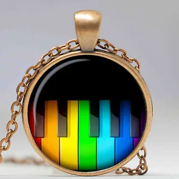 Rainbow Klavír kľúče, Náhrdelníky, Prívesky, Pstruh Klavír Klávesy Choker Príveskom Náhrdelník pre Ženy, Mužov Mod šperky