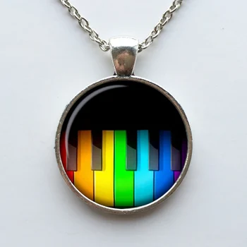 Rainbow Klavír kľúče, Náhrdelníky, Prívesky, Pstruh Klavír Klávesy Choker Príveskom Náhrdelník pre Ženy, Mužov Mod šperky