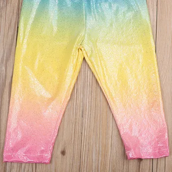 Rainbow Multicolor Deti Dievča Dieťa Flitrami Legíny, Nohavice, Nohavice, Šaty, Detské Letné Dievčatá Skinny Nohavice, Oblečenie Oblečenie