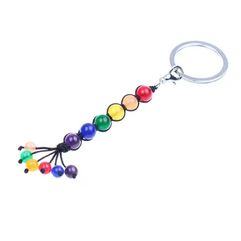 Rainbow putami na rukách 7 Čakier Prírodného Kameňa Keychain Módne Šperky Osobnosti Elastické Kúzlo Gay Pride keychain dary