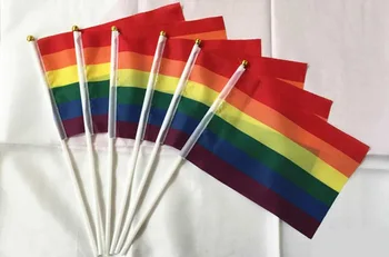 Rainbow Strane Vlajky Národnej Strane Vlajky 14*21 cm Polyester Malej Veľkosti Lietania Banner Vlastný Strane vlajky