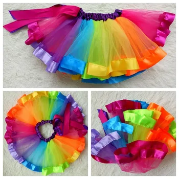 Rainbow sukne gázy Tutu sukne deti dance sukne fáze tanečné predstavenia, Sukne dievčenské pol deti zobraziť balet