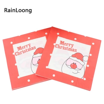 [RainLoong] Červená Veselé Vianoce Papierový Obrúsok Santa Udalosť & Party Tkaniva Dodanie Dekorácie, Papier 33*33 cm 1pack/veľa