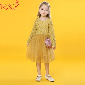 R&Z Baby Dievčatá Šaty 2018 Nové Jarné Stereoskopické Pearl Flower Gázy Spojov Čipiek, Bavlny O-šije Šaty pre Dievčatá, Deti Oblečenie