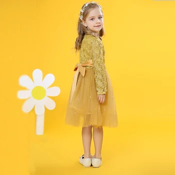 R&Z Baby Dievčatá Šaty 2018 Nové Jarné Stereoskopické Pearl Flower Gázy Spojov Čipiek, Bavlny O-šije Šaty pre Dievčatá, Deti Oblečenie
