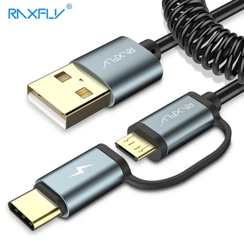RAXFLY 2v1 usb Typ c-C Kábel usb a Micro USB Kábel Rýchle Nabíjanie Jar usb typu c Kábel pre Samsung Galaxy s9 S8 Poznámka 8 QC3.0