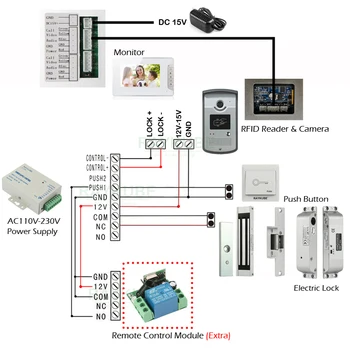 RAYKUBE Káblové Video Dvere, Telefón, Intercom Systém So 7 Palcový LCD Monitor RFID Reader & Kamera, Elektrické Štrajk Dverí Zamky