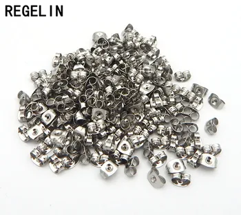 REGELIN nehrdzavejúcej ocele, náušnice späť zátky veľkoobchod 50pcs/veľa 4.6*6mm DIY šperky zistenia