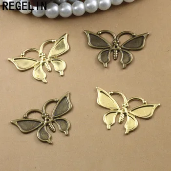 REGELIN Á Filigránske Motýľ Nastavenia Medi Konektory Charms 20pcs/veľa 16*28 mm 6 Farieb Pre Šperky Výrobu Komponentov