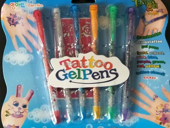 Reklamné Pero Tetovanie gél perá Novinka hračka pero darčeky Tetovanie Pero 6pcs/pack Pre Deti DIY Tetovanie