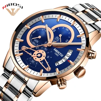 Relogio Masculino NIBOSI Luxusné pánske náramkové hodinky z Nerezovej Ocele Šport Hodiny Muž Zlato Mužské Hodinky Top Značky Business Hodinky