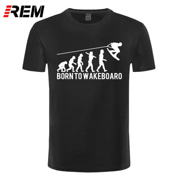 REM Krátky Rukáv Deň Vďakyvzdania Vlastné Narodil Na Wakeboard Vývoj Tee Tričko Muži Male Geek Pár T-shirts